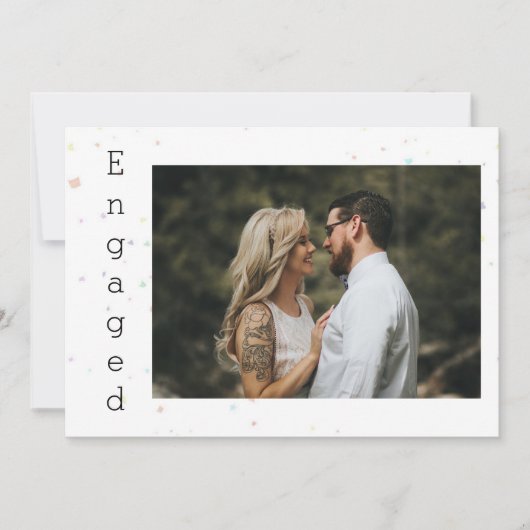 ピンクフローラバラ紙吹雪婚約のお知らせ 案内状 (正面)