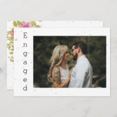 ピンクフローラバラ紙吹雪婚約のお知らせ 案内状 (正面/裏面)