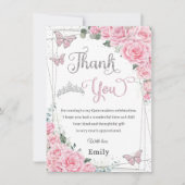 ピンクフローラバラ蝶サート16キンセアニラ サンキューカード (正面)