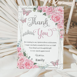 ピンクフローラバラ蝶サート16キンセアニラ サンキューカード