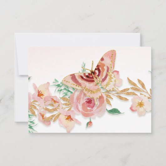 ピンクフローラバラ金ゴールドエレガントレシピブライダルシャワー (裏面)