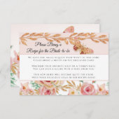 ピンクフローラバラ金ゴールドエレガントレシピブライダルシャワー (正面/裏面)
