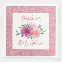 ピンクフローラバラ金ゴールドグリッターベビーシャワー