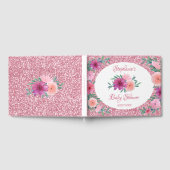 ピンクフローラバラ金ゴールドグリッターベビーシャワー ゲストブック (全面)