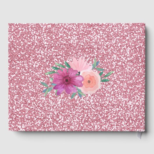 ピンクフローラバラ金ゴールドグリッターベビーシャワー ゲストブック (裏面)