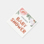 ピンクフローラバラ金ゴールドバルーンベビーシャワー スタンダードカクテルナプキン (角)