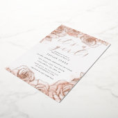 ピンクフローラバラ金ゴールド女の子ベビーシャワー 箔招待状 (回転した状態)