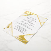 ピンクフローラバラ金ゴールド幾何学的ブライダルシャワー金ゴールド 箔招待状 (回転した状態)