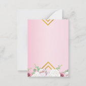 ピンクフローラバラ金ゴールド幾何学的ブライダルシャワー ノートカード (裏面)