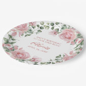 ピンクフローラバラ1st誕生日パーティープレート ペーパープレート (アングル)