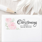 ピンクフローラバラ《キリスト教》洗礼式や命名式差出人住所ラベル ラベル (インサイチュ)