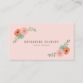 ピンクフローラバラ&ポピー名刺 名刺