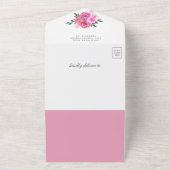 ピンクフローラバルーンガールベビーシャワー オールインワン招待状 (外側)