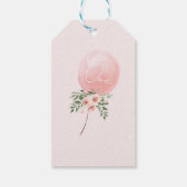 ピンクフローラバルーンファースト誕生日ありがとうラベル ギフトタグ (裏面)