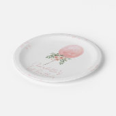 ピンクフローラバルーン第1誕生日プレート ペーパープレート (アングル)