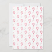 ピンクフローラバルーン1番目の第1誕生日招待状 招待状 (裏面)