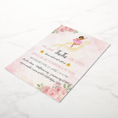 ピンクフローラバレエ誕生日招待 箔招待状 (回転した状態)