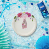 ピンクフローラバレリーナファースト誕生日7"プレート ペーパープレート (パーティー)