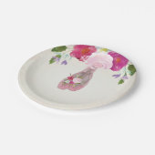 ピンクフローラバレリーナファースト誕生日7"プレート ペーパープレート (アングル)