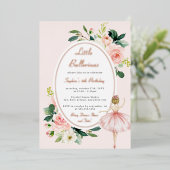 ピンクフローラバレリーナ子供の誕生日 箔招待状 (立ち正面)