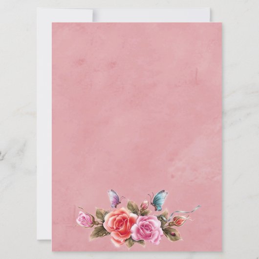 ピンクフローラバースト結婚式招待状 招待状 (裏面)