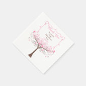 ピンクフローラバードベビーシャワーありがとう スタンダードカクテルナプキン (角)