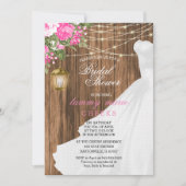ピンクフローラバーンウッドブライダルシャワー 招待状 (正面)
