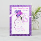 ピンクフローラパスタイリッシュープルブライダル 招待状 (スタンド正面)