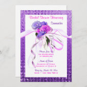 ピンクフローラパスタイリッシュープルブライダル 招待状 (正面/裏面)