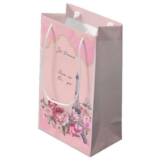 ピンクフローラパリジェタイメエッフェルタワー スモールペーパーバッグ (裏面アングル)