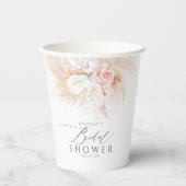 ピンクフローラパンパスグラスエキゾチックブライダルシャワー 紙コップ (正面)