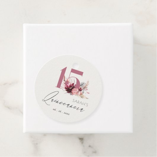 ピンクフローラパンパスグラスキンセアニェラ15誕生日 フェイバータグ (インサイチュ)