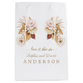 ピンクフローラパンパスグラスドライパーム葉ズ結婚ズ ミディアムペーパーバッグ (正面)