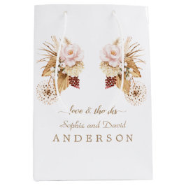 ピンクフローラパンパスグラスドライパーム葉ズ結婚ズ ミディアムペーパーバッグ