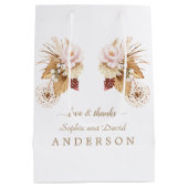 ピンクフローラパンパスグラスドライパーム葉ズ結婚ズ ミディアムペーパーバッグ (裏面)