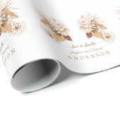 ピンクフローラパンパスグラスドライパーム葉ズ結婚ズ ラッピングペーパー (ロールコーナー)