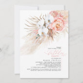 ピンクフローラパンパスグラスバースデーパーティー 招待状 (正面)