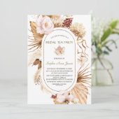 ピンクフローラパンパスグラスパームブライダルティーパーティー 招待状 (スタンド正面)