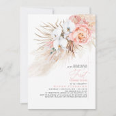 ピンクフローラパンパスグラスファースト聖餐式 招待状 (正面)