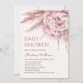 ピンクフローラパンパスグラスフローラベビーシャワー 招待状 (正面)