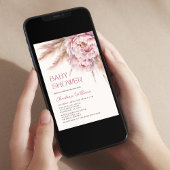 ピンクフローラパンパスグラスフローラベビーシャワー 招待状