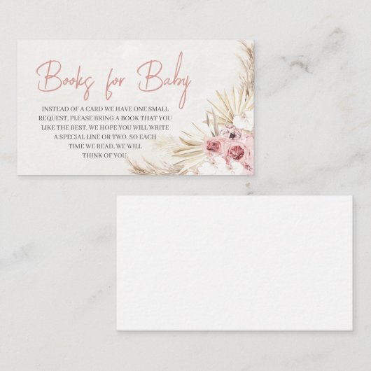 ピンクフローラパンパスグラスブックスベビー エンクロージャーカード (正面/裏面)