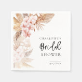 ピンクフローラパンパスグラスブライダルシャワー紙 スタンダードカクテルナプキン (正面)