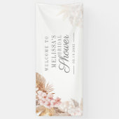 ピンクフローラパンパスグラスブライダルシャワー 横断幕 (縦)