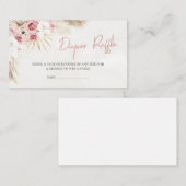 ピンクフローラパンパスグラスベビーシャワーおむつラッフル エンクロージャーカード (正面/裏面)