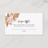 ピンクフローラパンパスグラスベビーシャワーおむつラッフル エンクロージャーカード (正面)