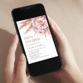 ピンクフローラパンパスグラスベビーシャワー 招待状