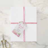 ピンクフローラパーソナライズされたサンキューメッセージカード ギフトタグ (より糸付き)