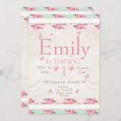 ピンクフローラパーティーラブシャックファンシー招待状 招待状 (正面/裏面)