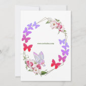 ピンクフローラパープル蝶キッズバースデーパーティー 招待状 (裏面)